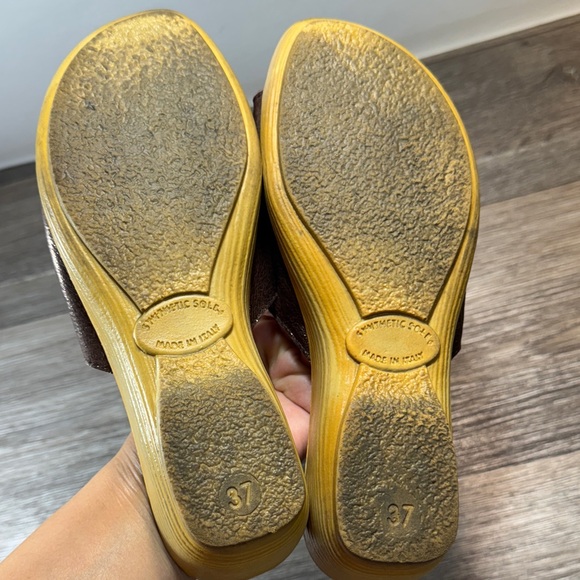 Fly flot Women's Embellished Brown slides size 37 (s117) - Picture 4 of 4